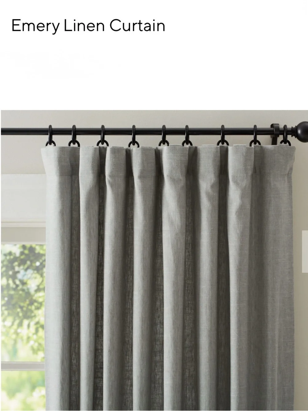 Pottery Barn Kids Emery Linen Blackout Curtain Panels Pair 44x84 Gray